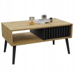 Stolik kawowy skandynawski lamele artisan/czarny stół loft z półką